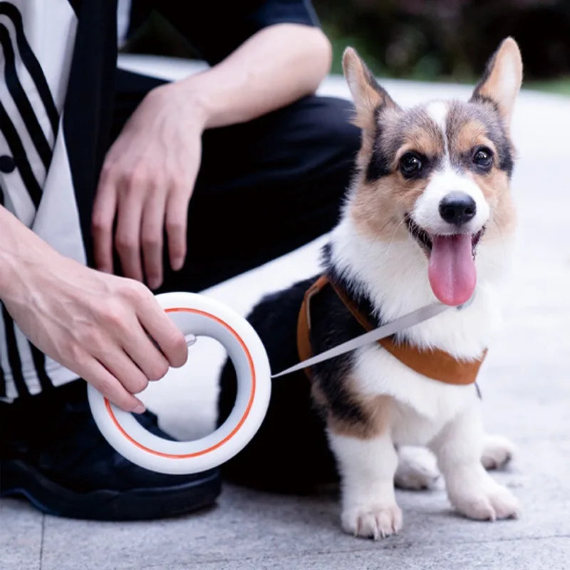 Moestar UFO Retractable Leash 2 Lite Metal Buckle Anti-Slip Handle One-handed Brake Pause Lock Leash for Small & Medium Size Dog