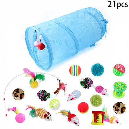 Cat Teaser Wand Toy Self Entertainment Maze Tunnel Collapsible Drill Channel Interactive Play Toy For Indoor Kitten Cat Pet