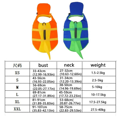 Shark Shape Dog Life Vest Superior Buoyancy High Visibility Dog Swimming Suit Adjustable Tear-resistant Safety Vests