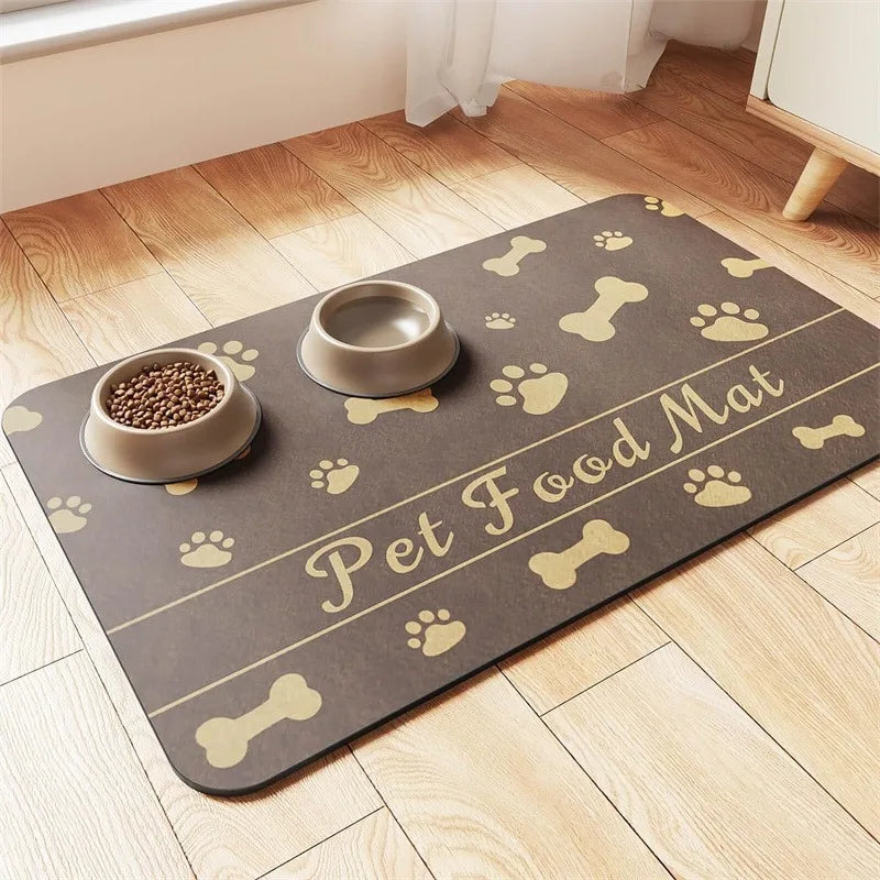 Pet Feeding Mat-Absorbent Pet Placemat for Food and Water Bowl, with Waterproof Rubber Backing, Quick Dry Water Mat for Dog Cat