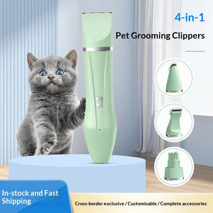 Pet Grooming Clippers for Dogs Cats Quiet Electric Trimmer with Rechargeable Battery Safe Stainless Steel Blade for Home