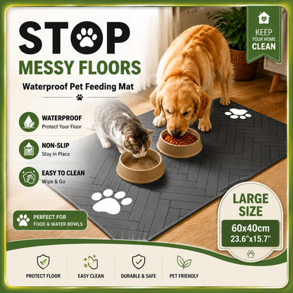 Pet Feeding Mat-Absorbent Pet Placemat for Food and Water Bowl, with Waterproof Rubber Backing, Quick Dry Water Mat for Dog Cat