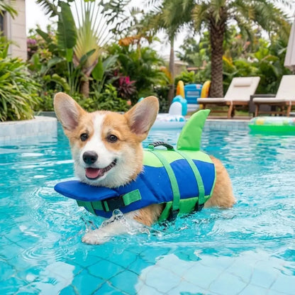 Shark Shape Dog Life Vest Superior Buoyancy High Visibility Dog Swimming Suit Adjustable Tear-resistant Safety Vests
